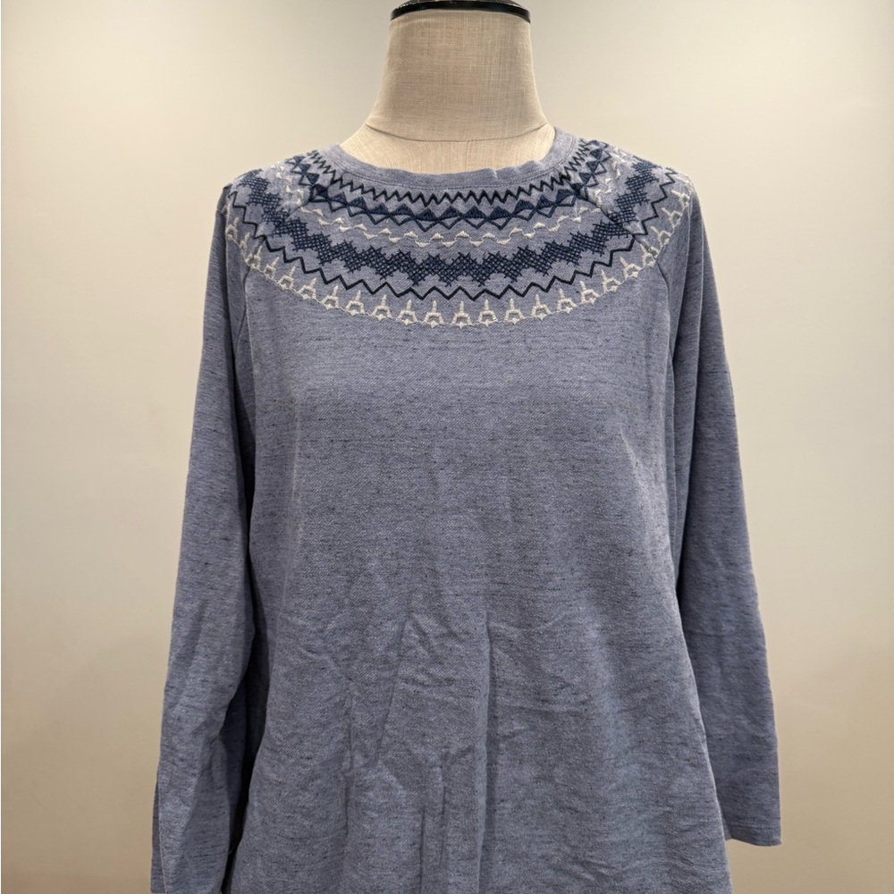 JJill Blue Knit Sweater with Stitch Detail
